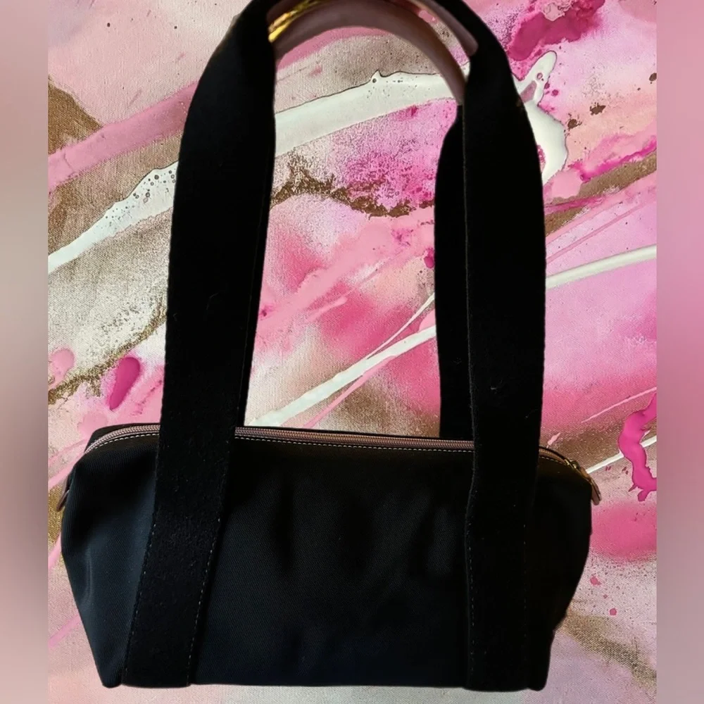 Cole Haan Black Nylon & Pink Leather Shoulder Bag
